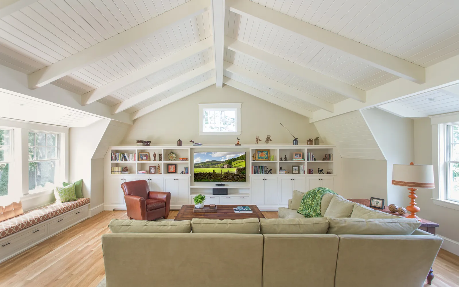 family room with dormer